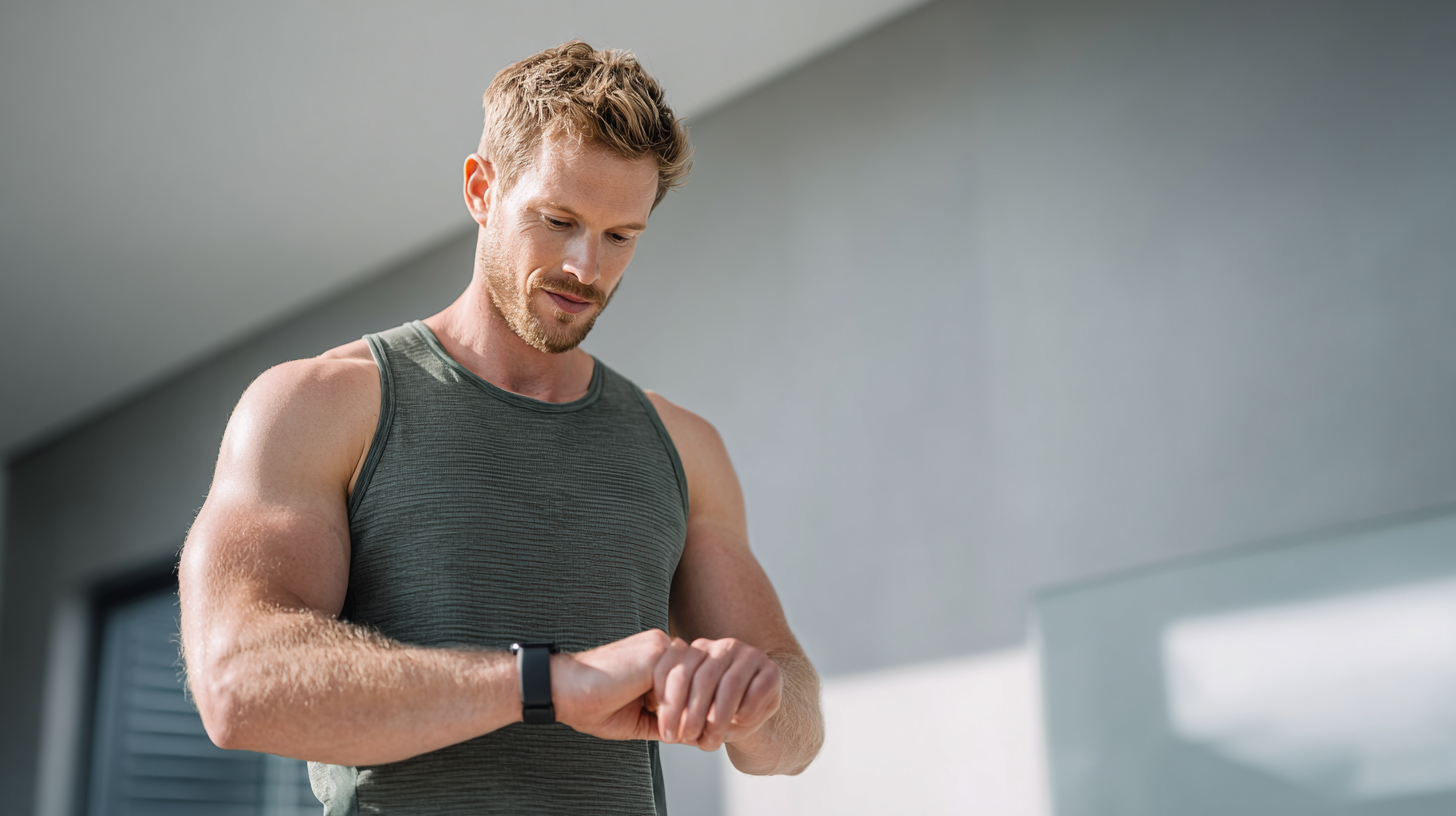 Athlete checking a wearable during training